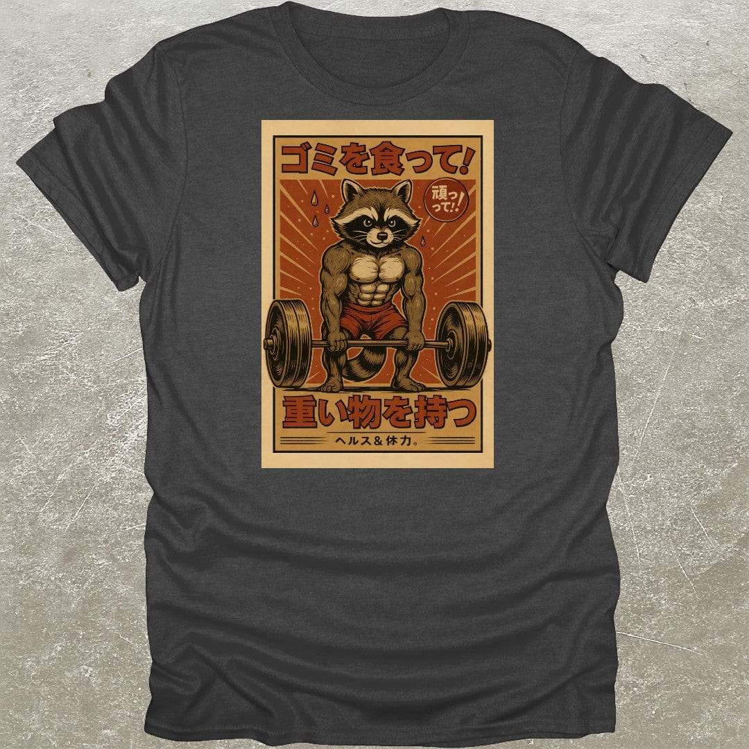 Japanese Raccoon Deadlift Gym T-Shirt