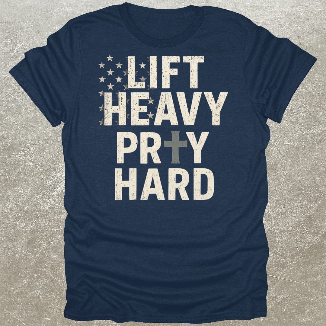 Lift Heavy Pray Hard USA Gym T-Shirt